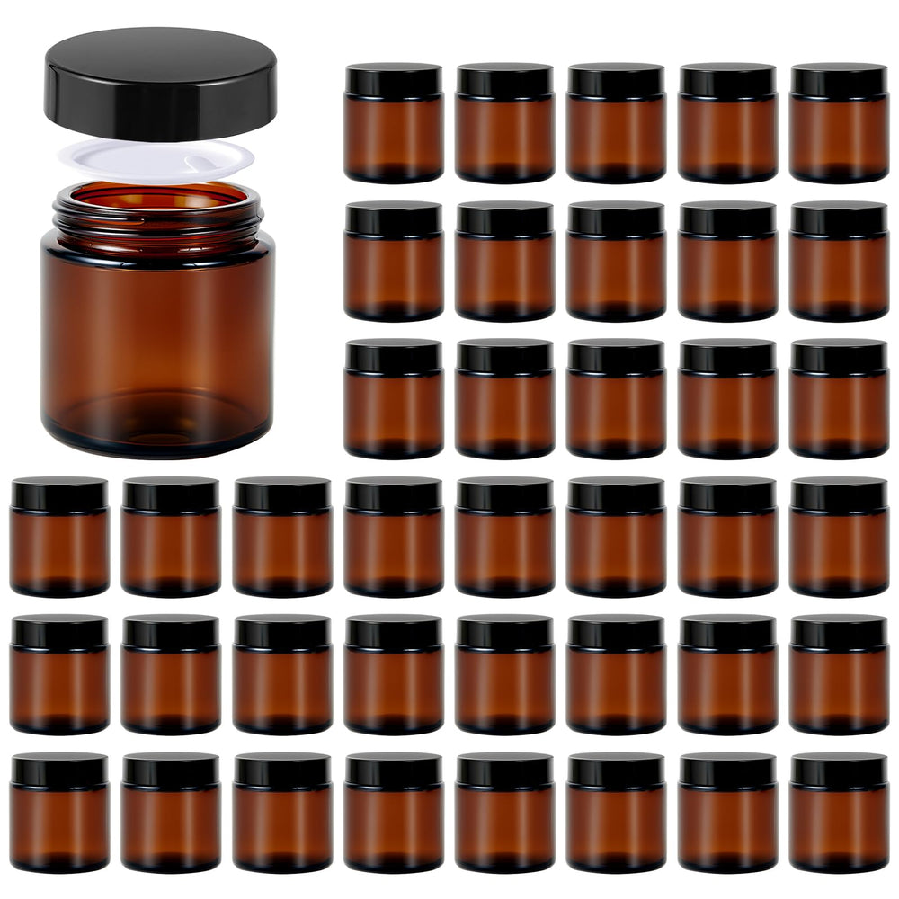 Hoa Kinh amber glass jar front view ideal for travel skincare storage.