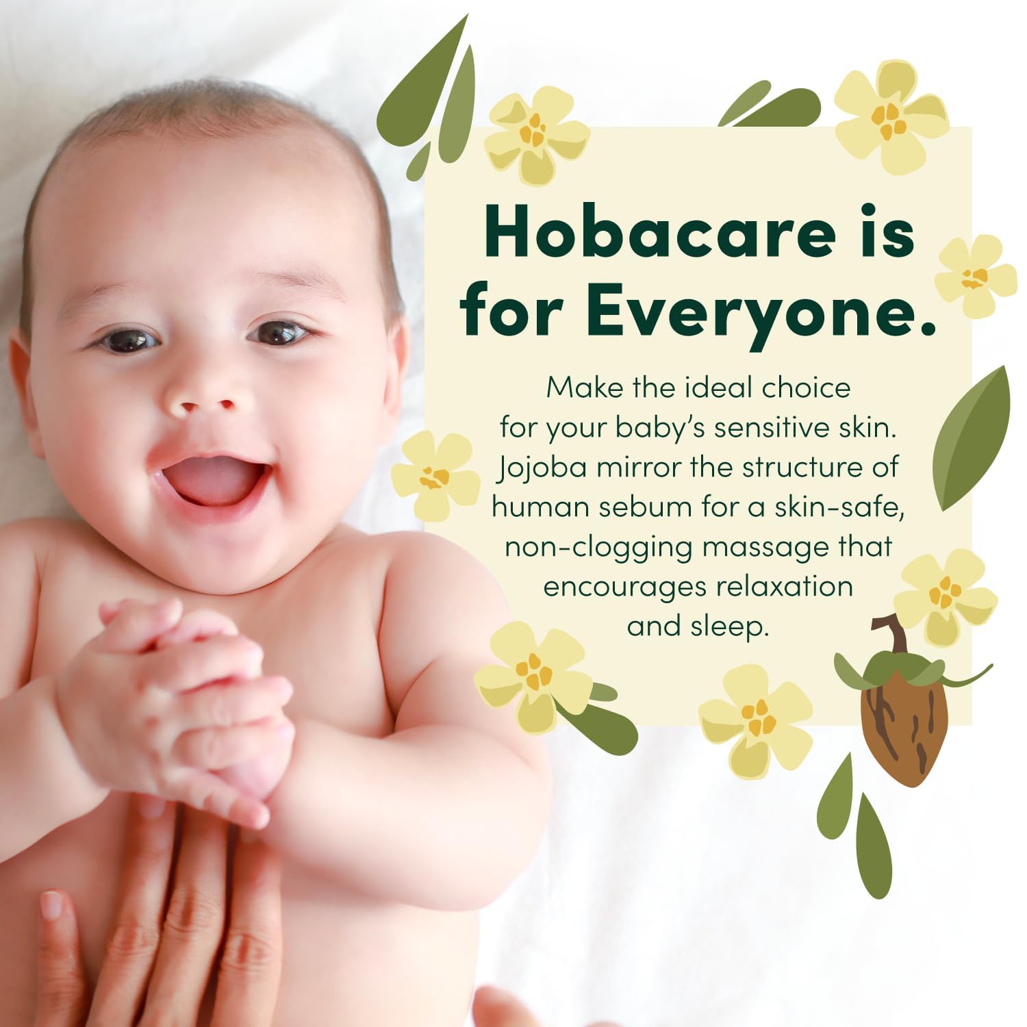 HobaCare jojoba oil with bath items, ideal as luxurious bath oil.