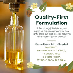 HobaCare Jojoba Oil close-up highlights a silky, lightweight texture ideal for the face.