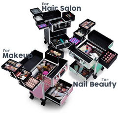 Hododou rolling makeup case side panel highlights organized storage for tools.