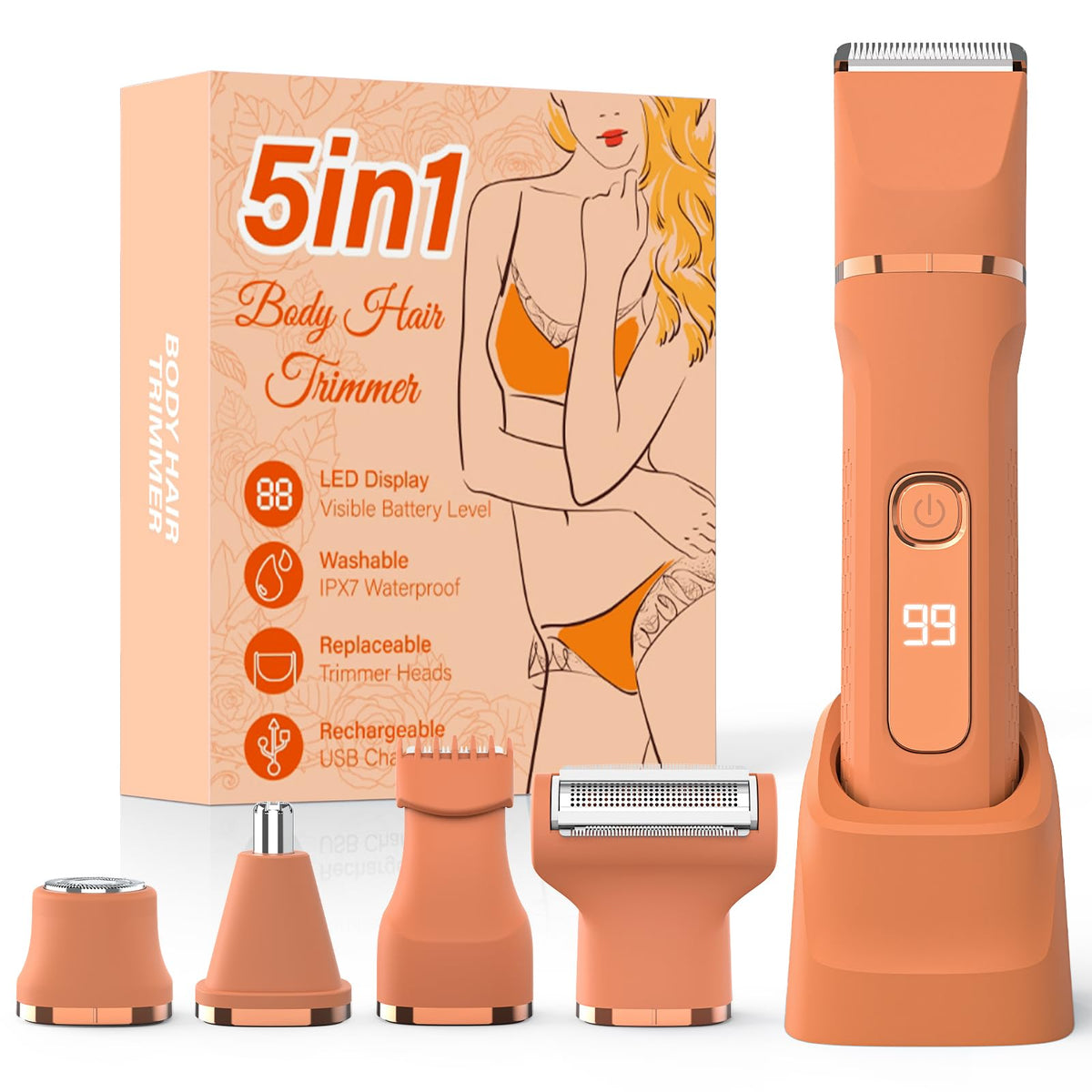 HOHOLE bikini trimmer front view shows portable grooming tool