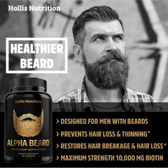 Hollis Nutrition ALPHA BEARD ingredients panel highlighting key nutrients
