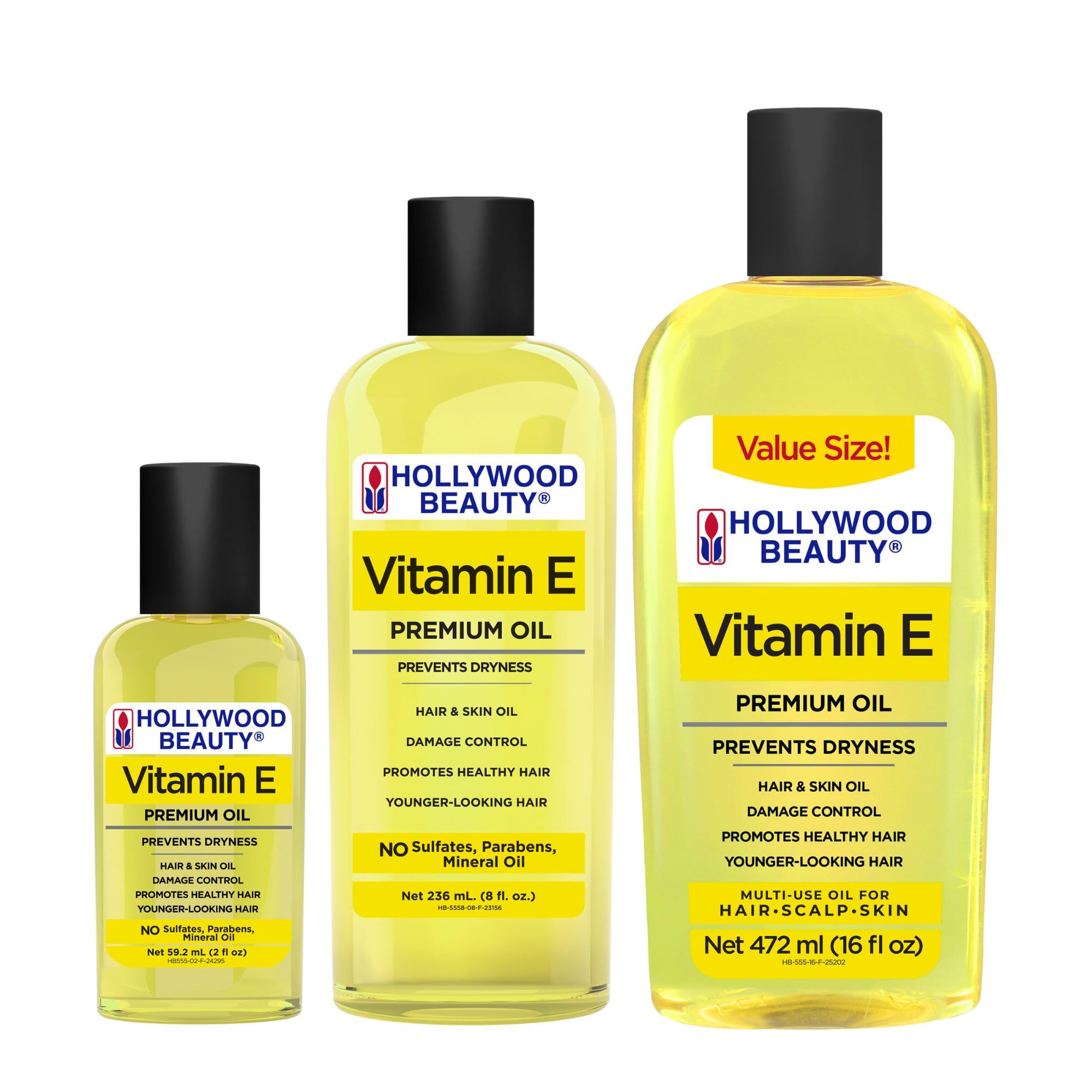 Hollywood Beauty Vitamin E Oil value size closeup highlighting family use