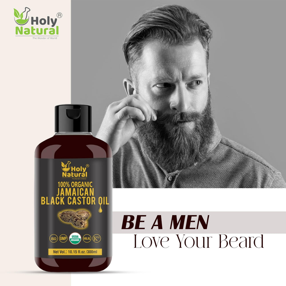 Holy Natural oil dropper usage indicating convenient daily scalp treatment.
