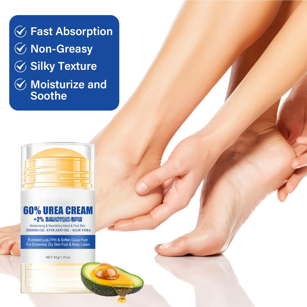 Holyarm 60% Urea cream applied to heels shows fast absorption