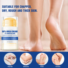 Holyarm 60% Urea cream on knees demonstrates smoothing effect
