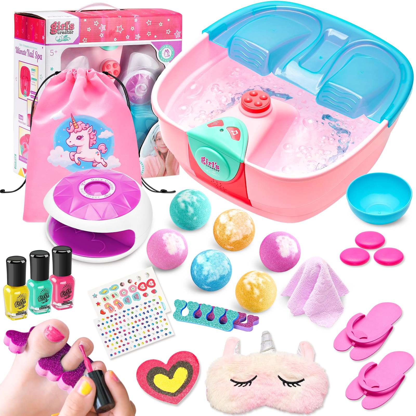 Holycco Kids Spa Day Kit foot basin for at-home pedicures