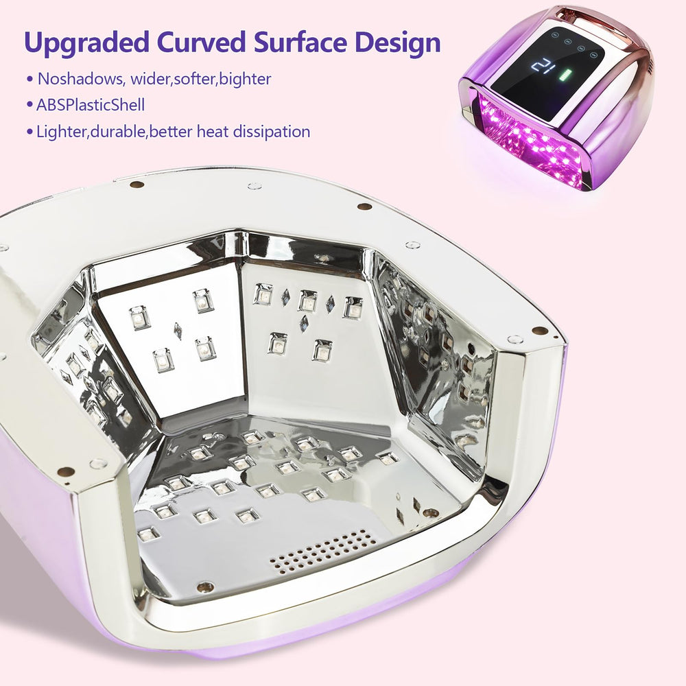 HOLYNOTES portable nail lamp with LCD power display and long runtime
