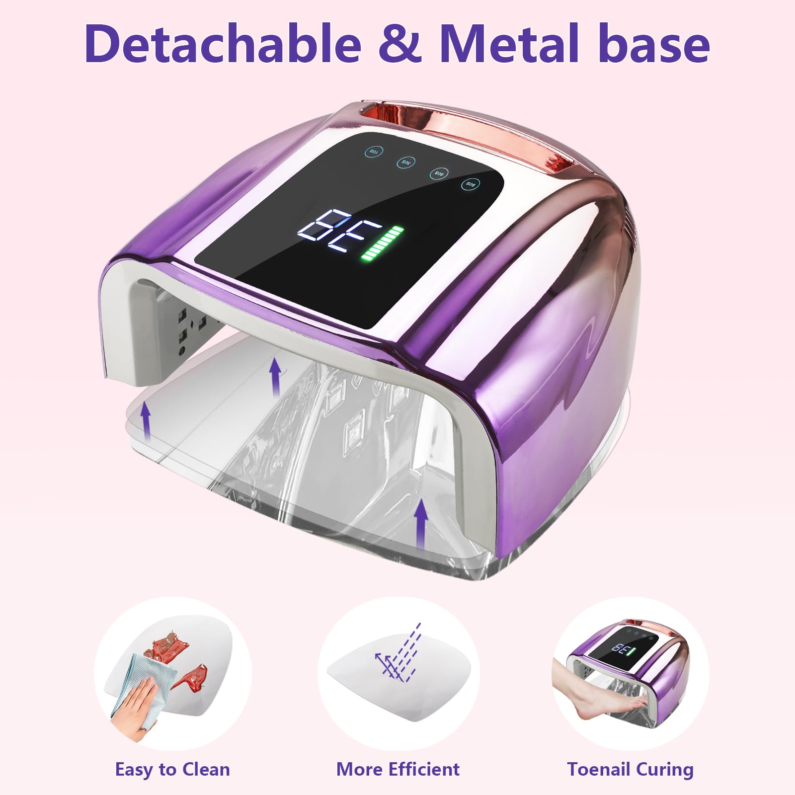 HOLYNOTES removable stainless steel bottom simplifies cleaning and pedicure use