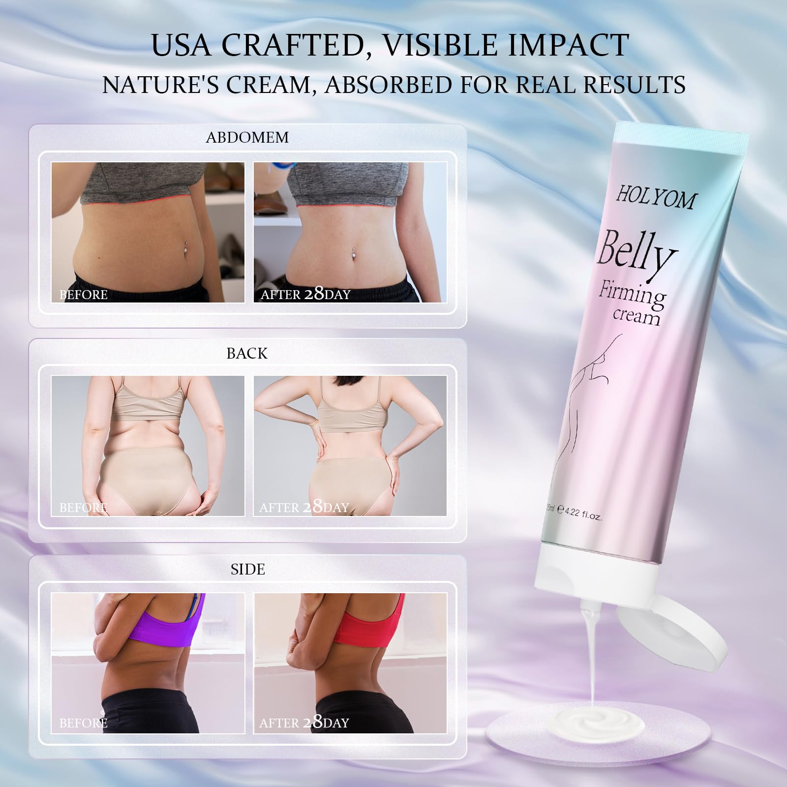 HOLYOM firming cream targets thighs and buttocks for toned-looking contours.