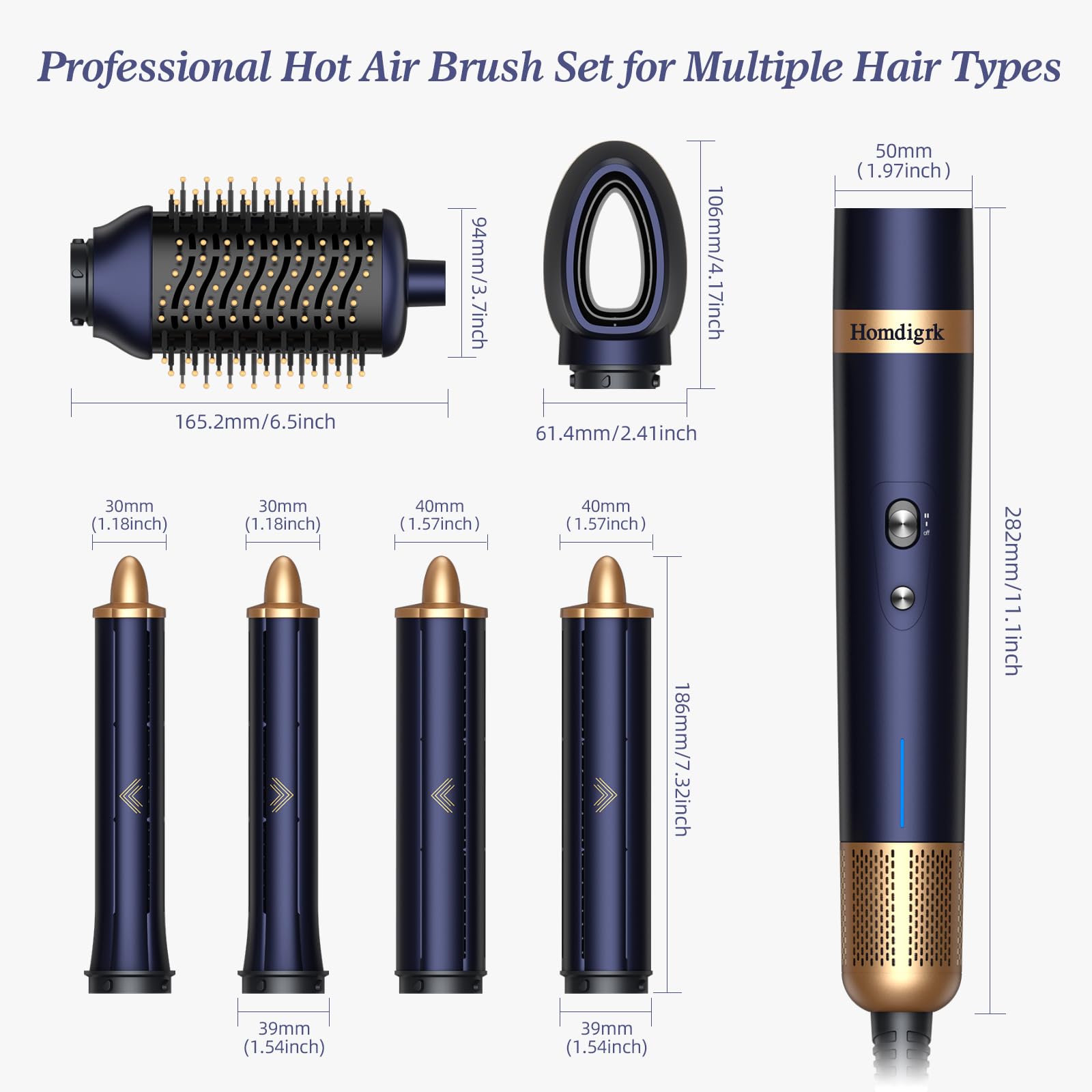 Homdigrk Prussian Blue whisper-quiet design minimizes noise during styling