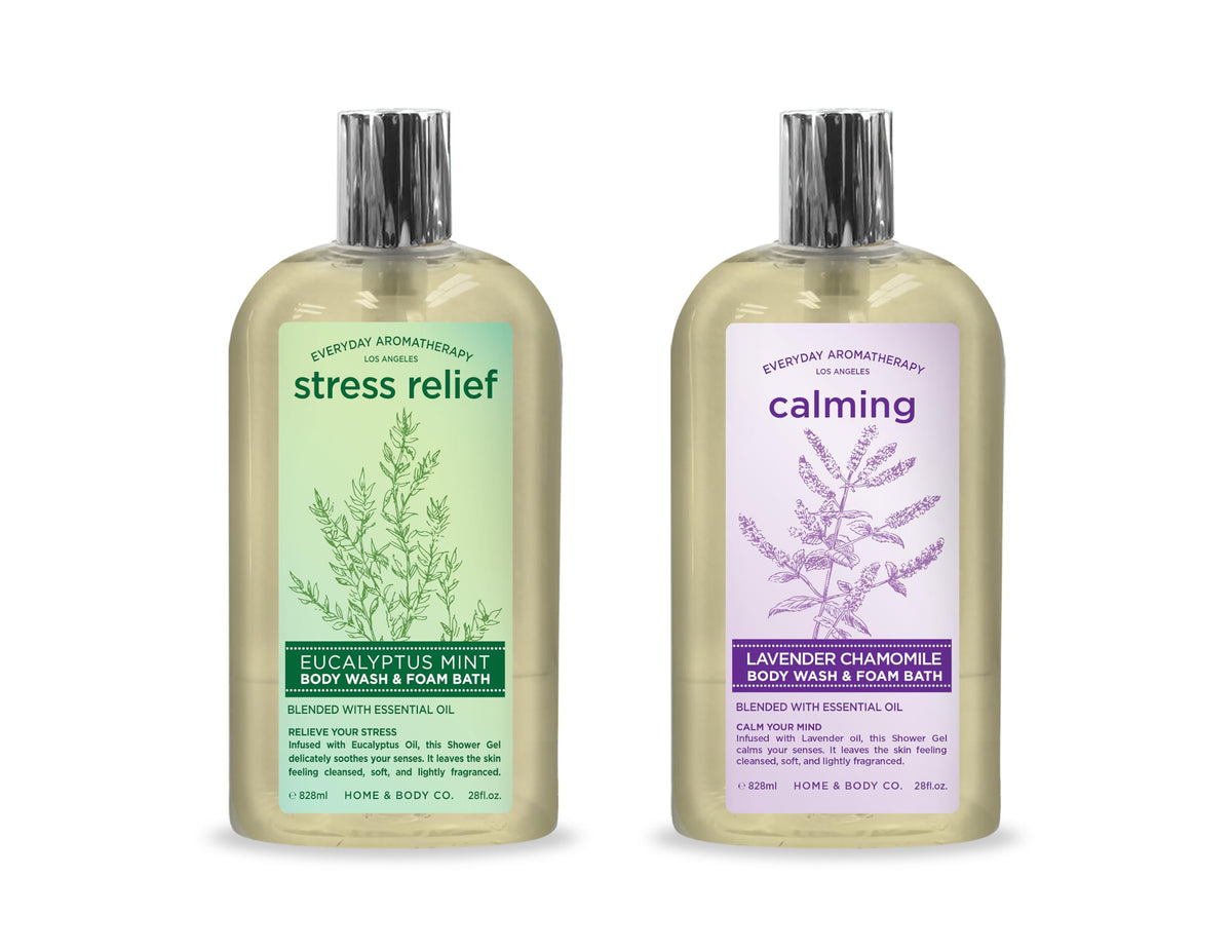 Home & Body Company Eucalyptus Mint bottle pour for a refreshing shower ritual.