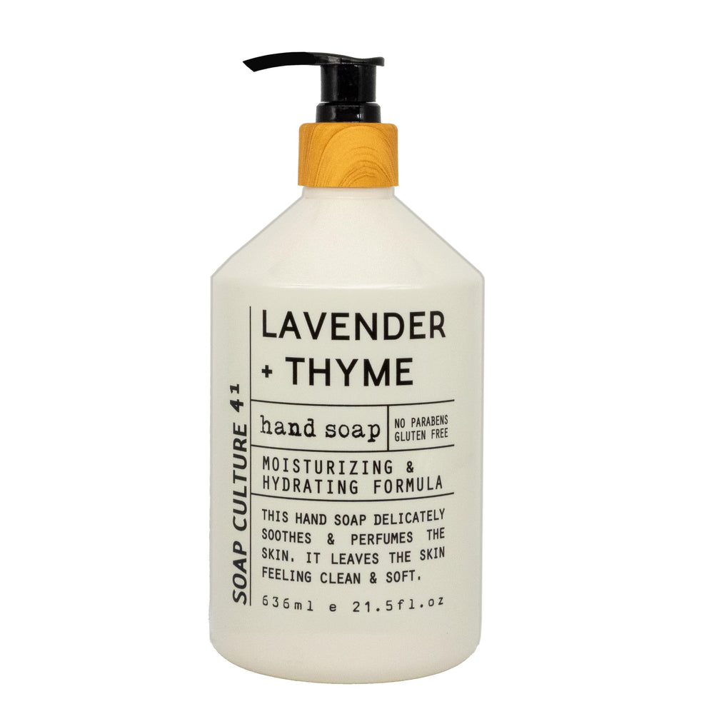 Home & Body Company Soap Culture Lavender Thyme bottle with calming floral notes for hands