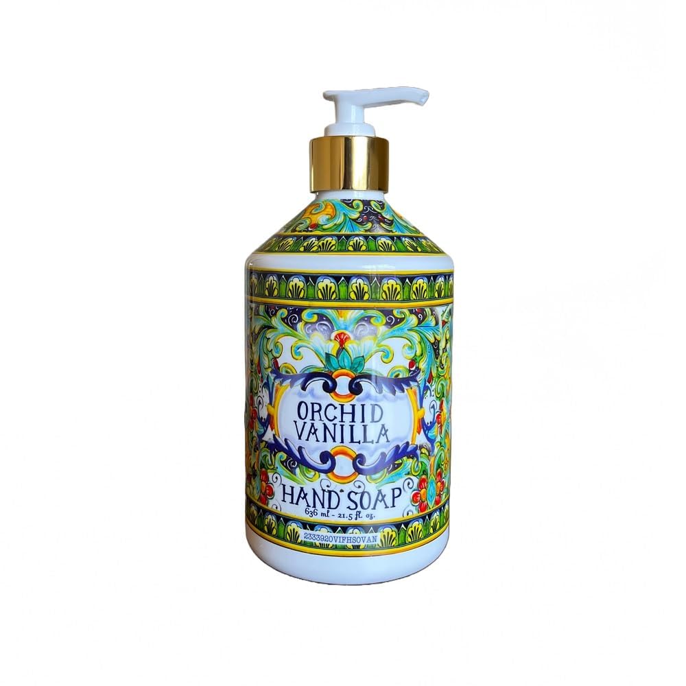 Home and Body Company Villa Flora four-bottle set on kitchen counter.