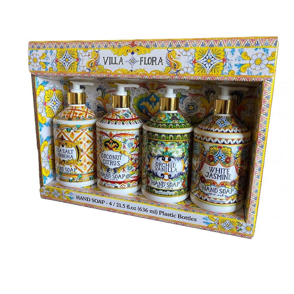 Home and Body Company Villa Flora Sea Salt Verbena bottle pump for refreshed hands.