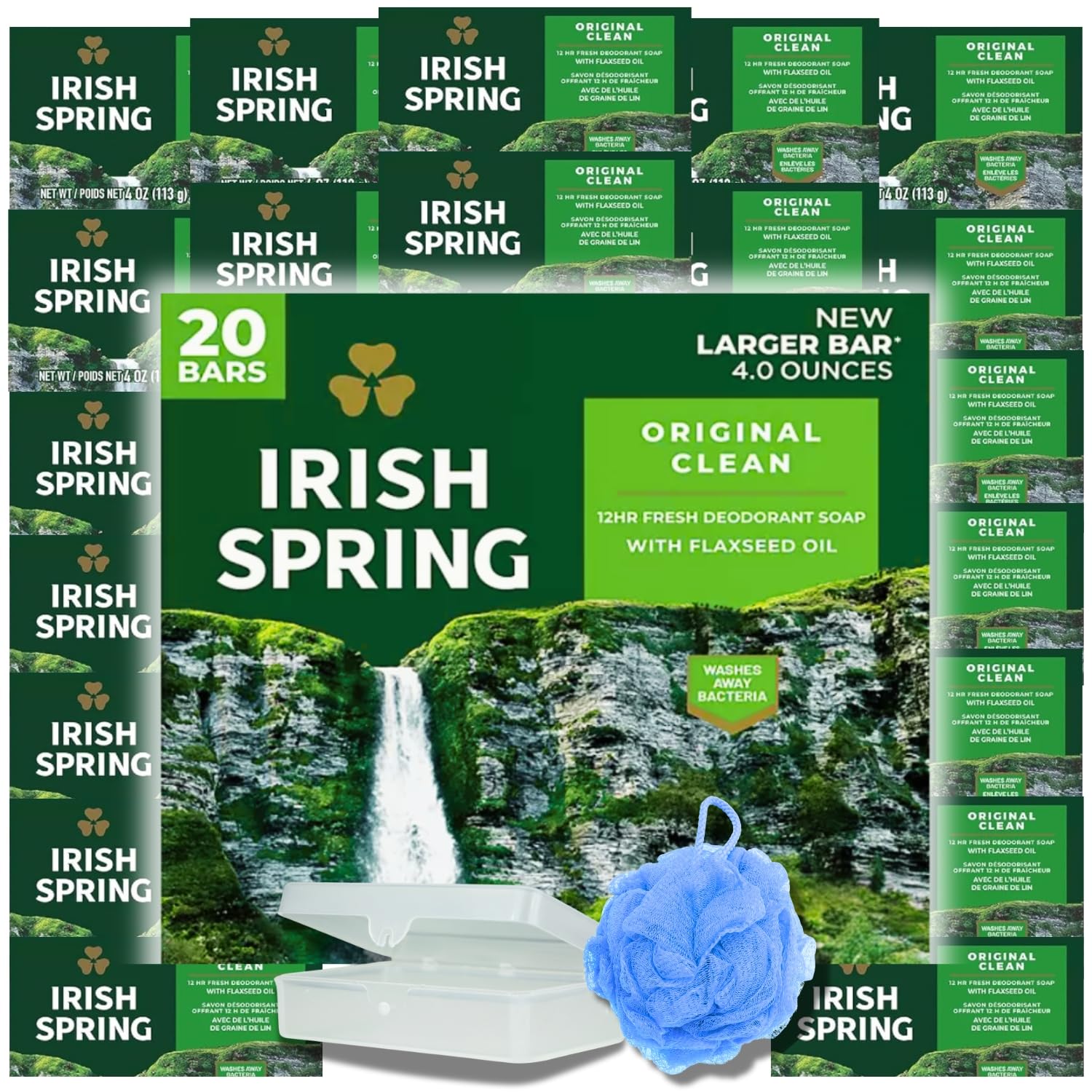 HOME IMPACT Irish Spring bar soap 20-pack with original clean scent for daily freshness.
