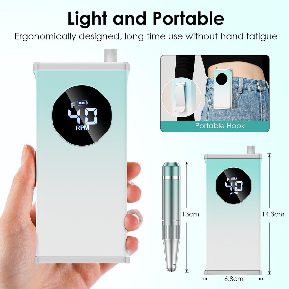 Homeasy electric nail drill dual battery pack ensures long sessions between charges.