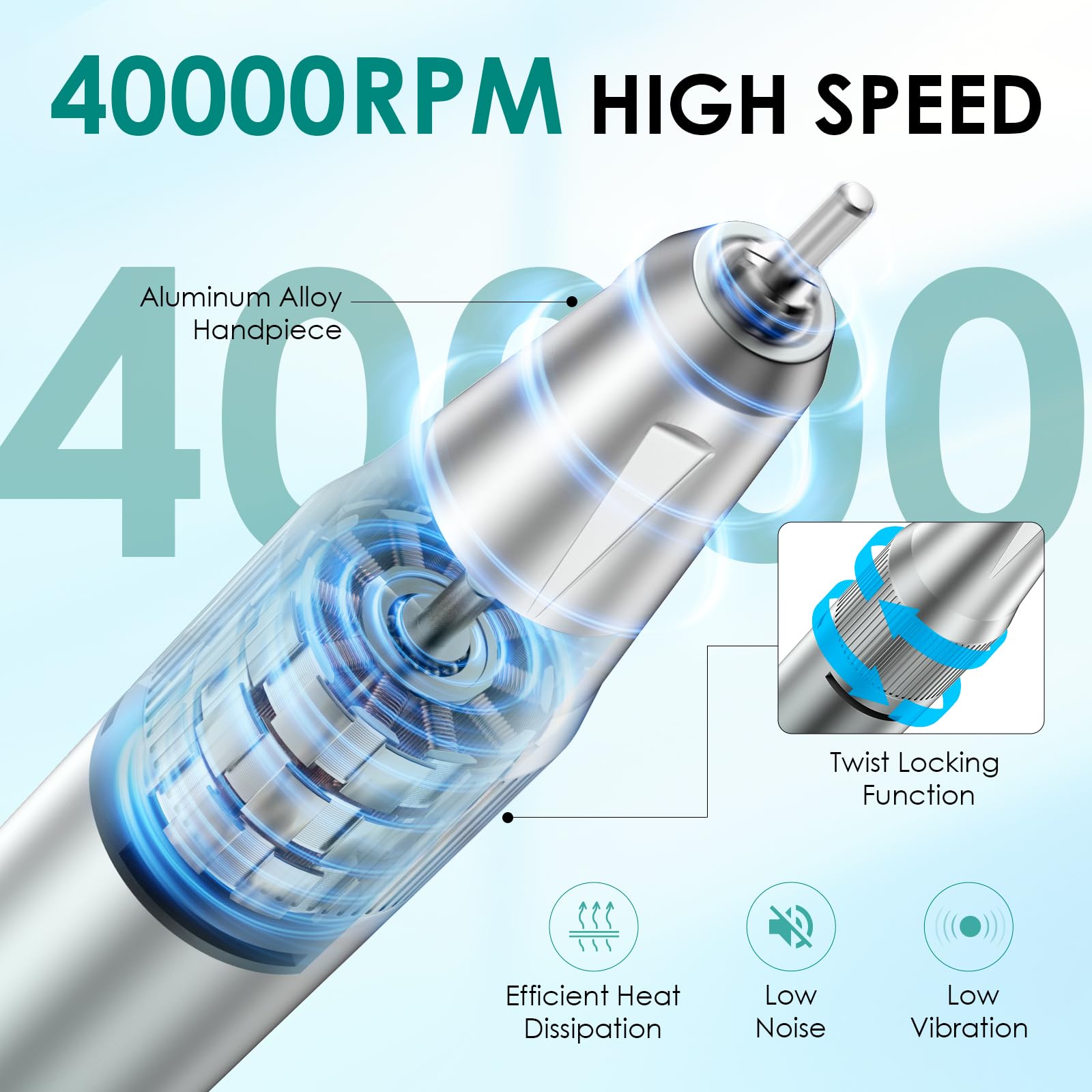 Homeasy electric nail drill front blue highlights the sleek design ideal for home salon use.