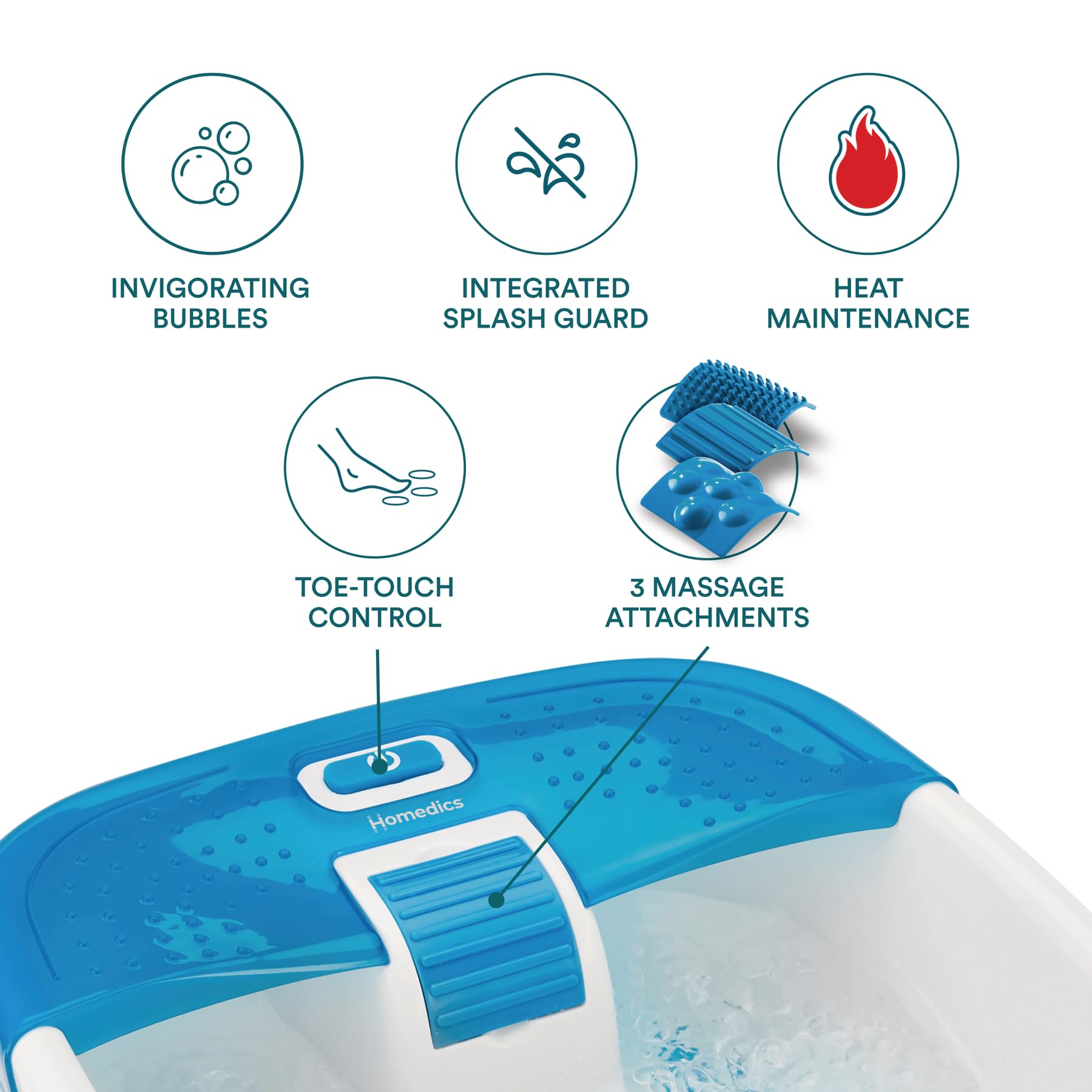 HoMedics foot spa bubbles deliver soothing hydrotherapy