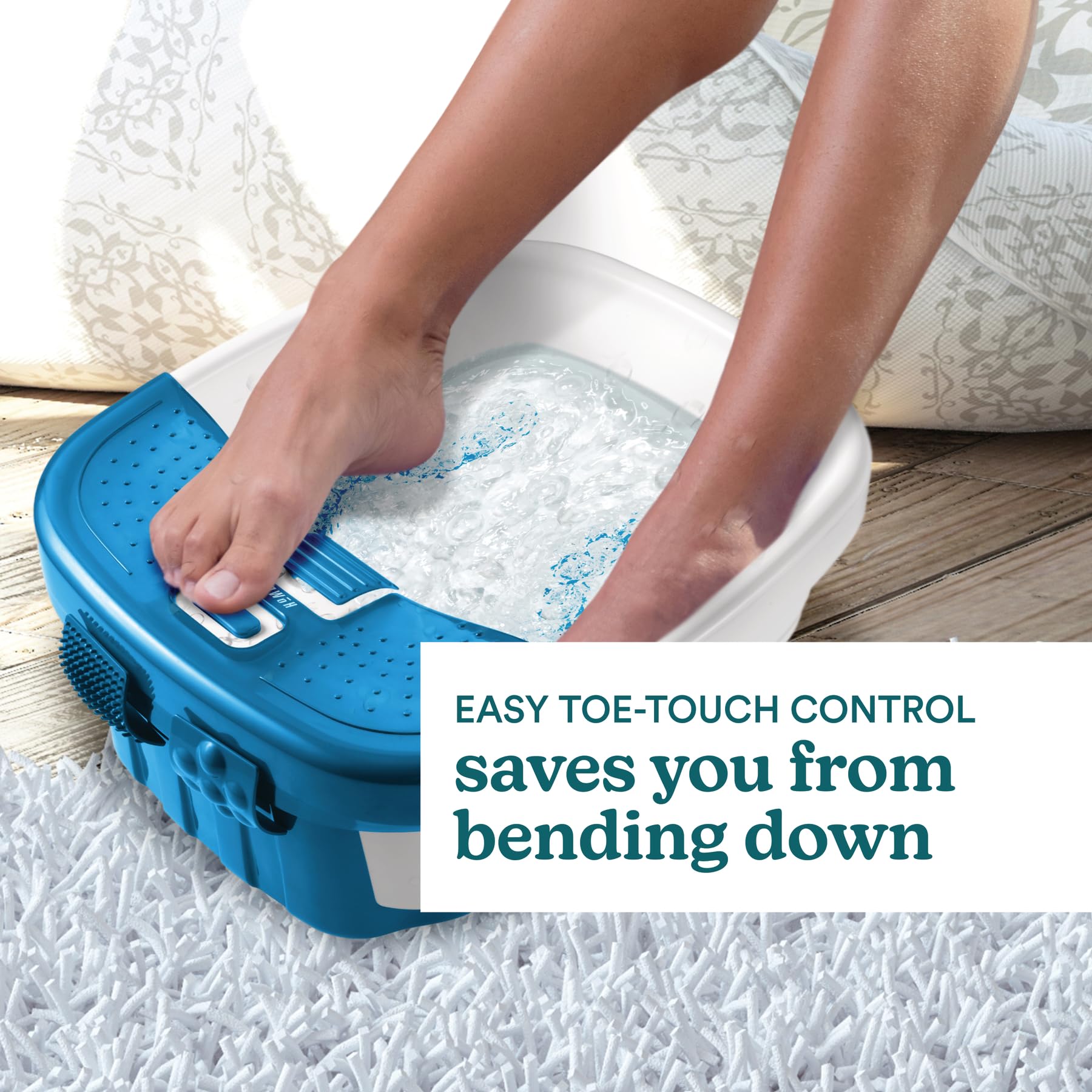 HoMedics Bubble Bliss Deluxe Foot Spa storage clips keep accessories organized
