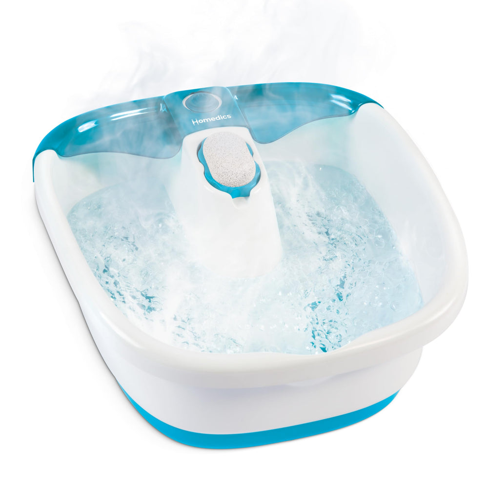 Homedics Bubble Mate Foot Spa with bubbles and jets revives tired feet after a long day.