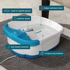 Homedics Bubble Mate Foot Spa raised massage nodes target arches and soles for deeper relief.