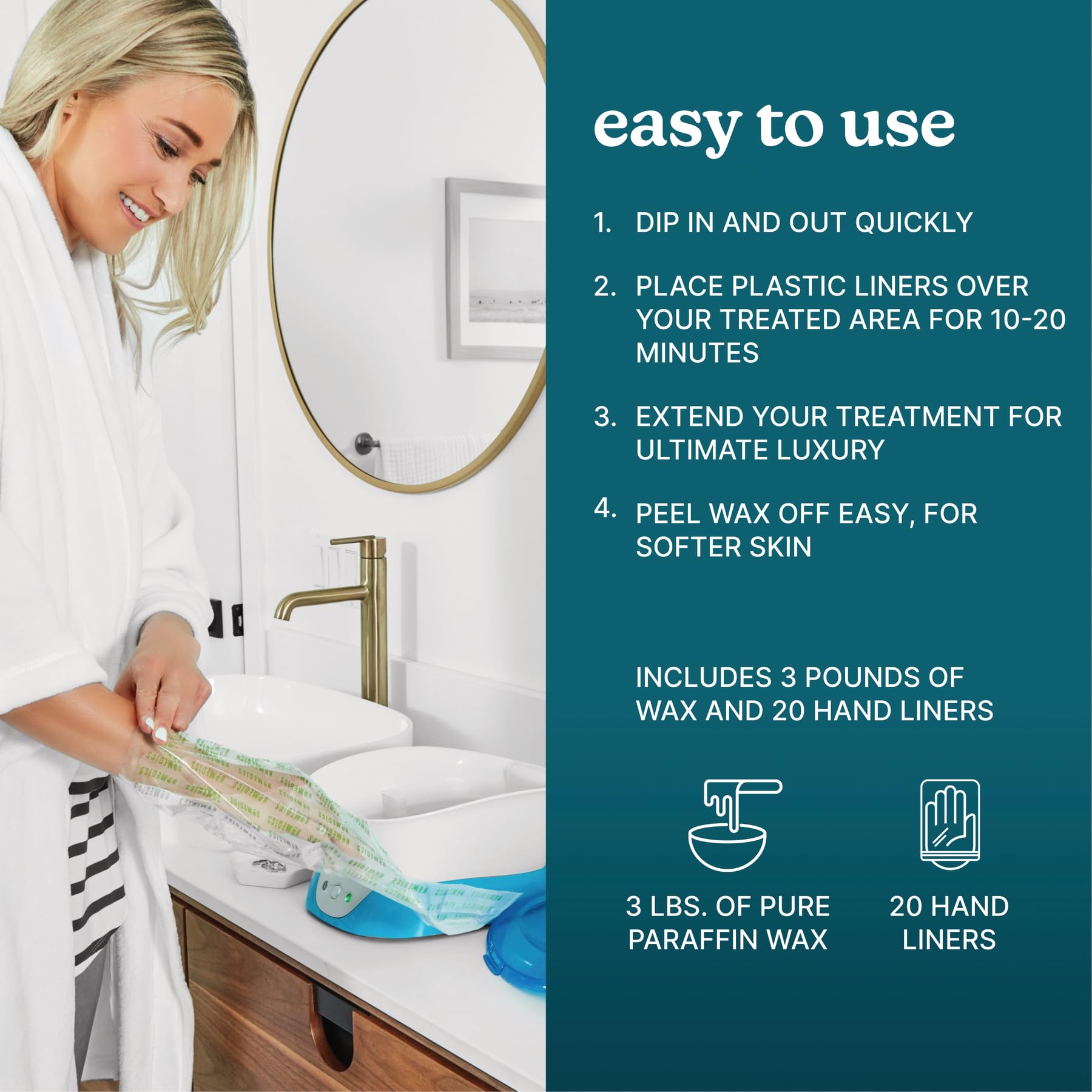 Homedics ParaSpa 3 pounds wax included for multiple at-home paraffin sessions.
