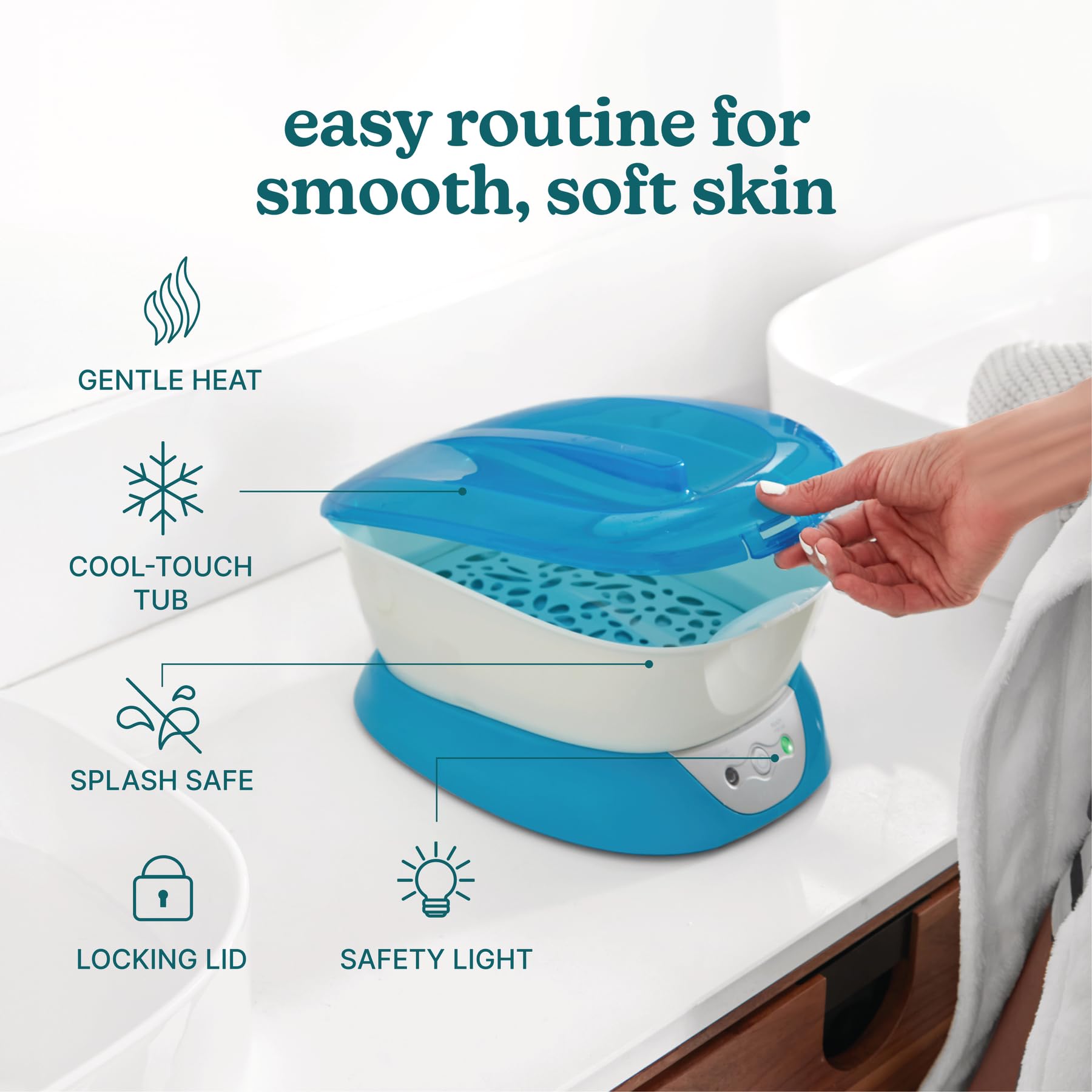 Homedics ParaSpa wax bath interior ready to hydrate and soften skin.
