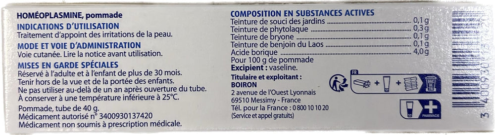 Close-up of Homeoplasmine XL tube showing creamy texture for dry skin relief