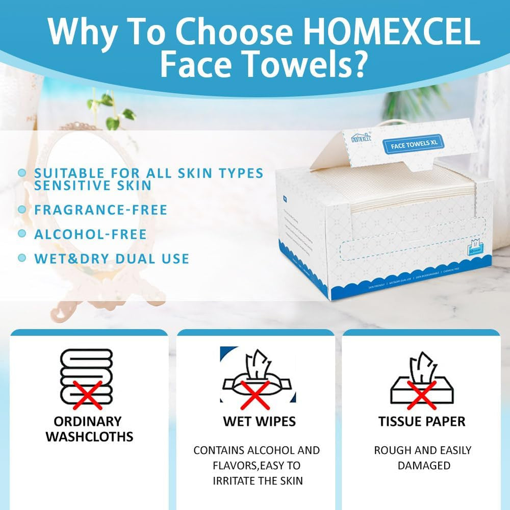 homexcel face towels travel-friendly box keeps wipes ready on the go