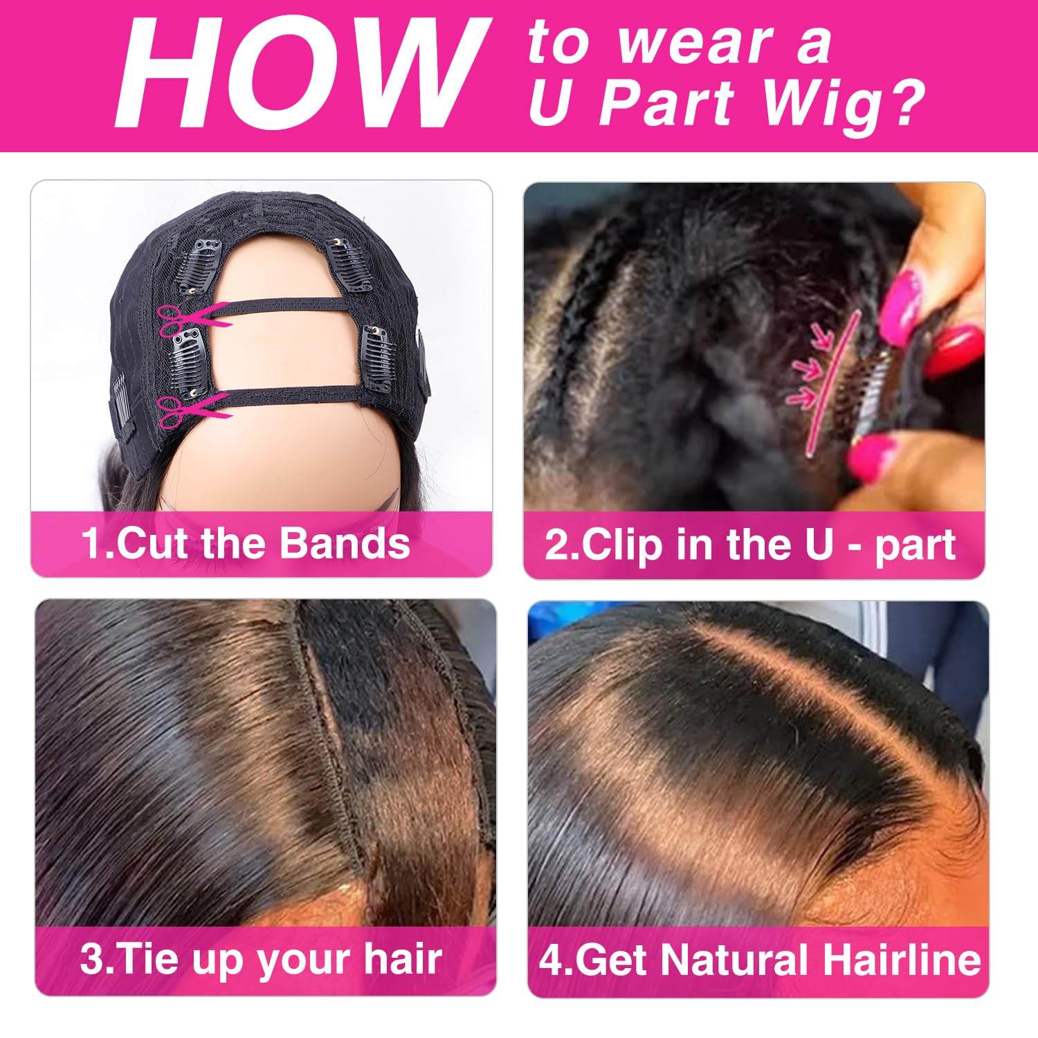 Homgoss U Part Wigs easy application non-lace design for quick wear.