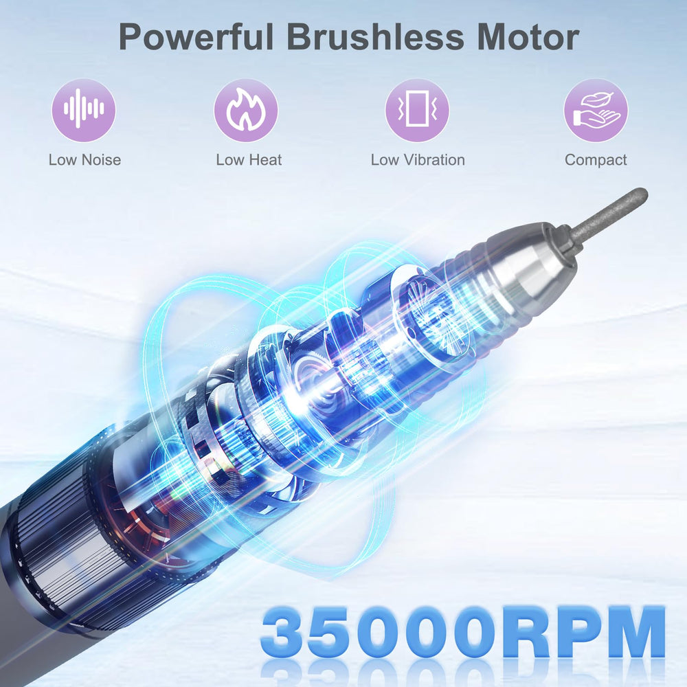 HoMove 35,000 RPM motor delivers efficient filing at any speed.