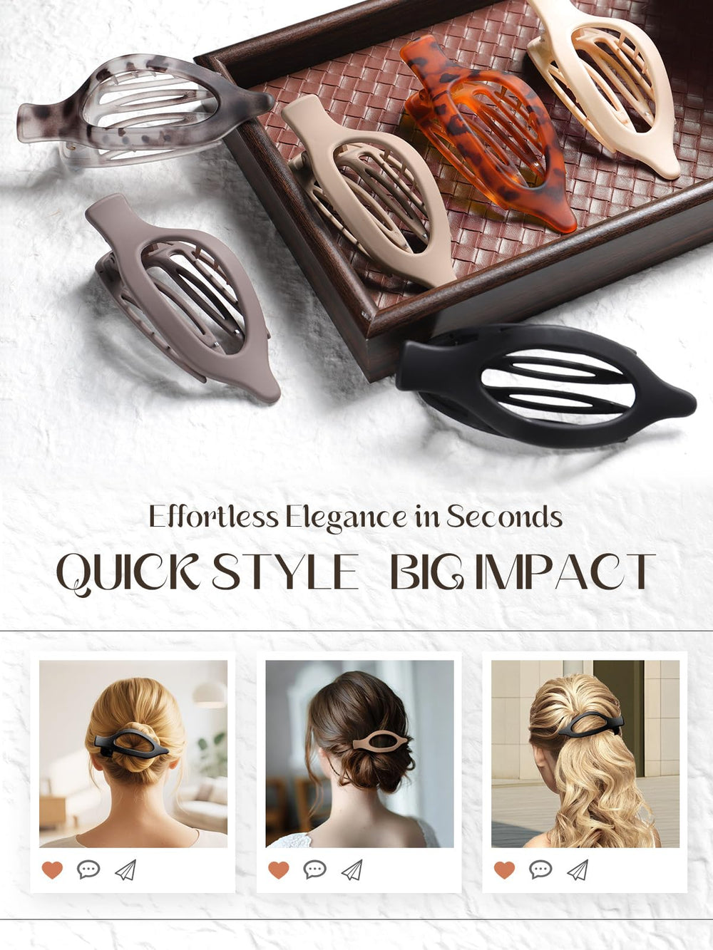 Homsoil neutral-tone clip versatile color blends with any outfit.