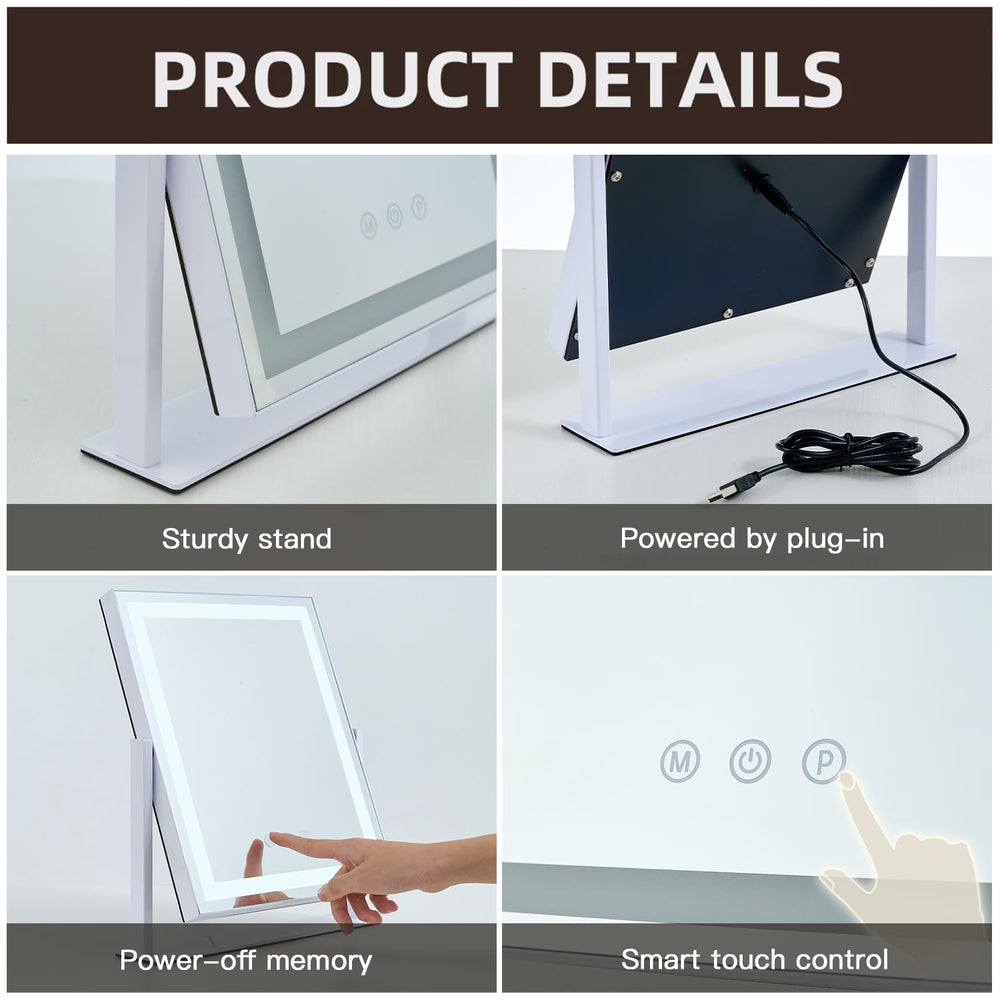 HomTang vanity mirror includes USB cable for quick power setup.