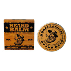 Honest Amish beard balm twist tin in use, soothing itch and conditioning skin