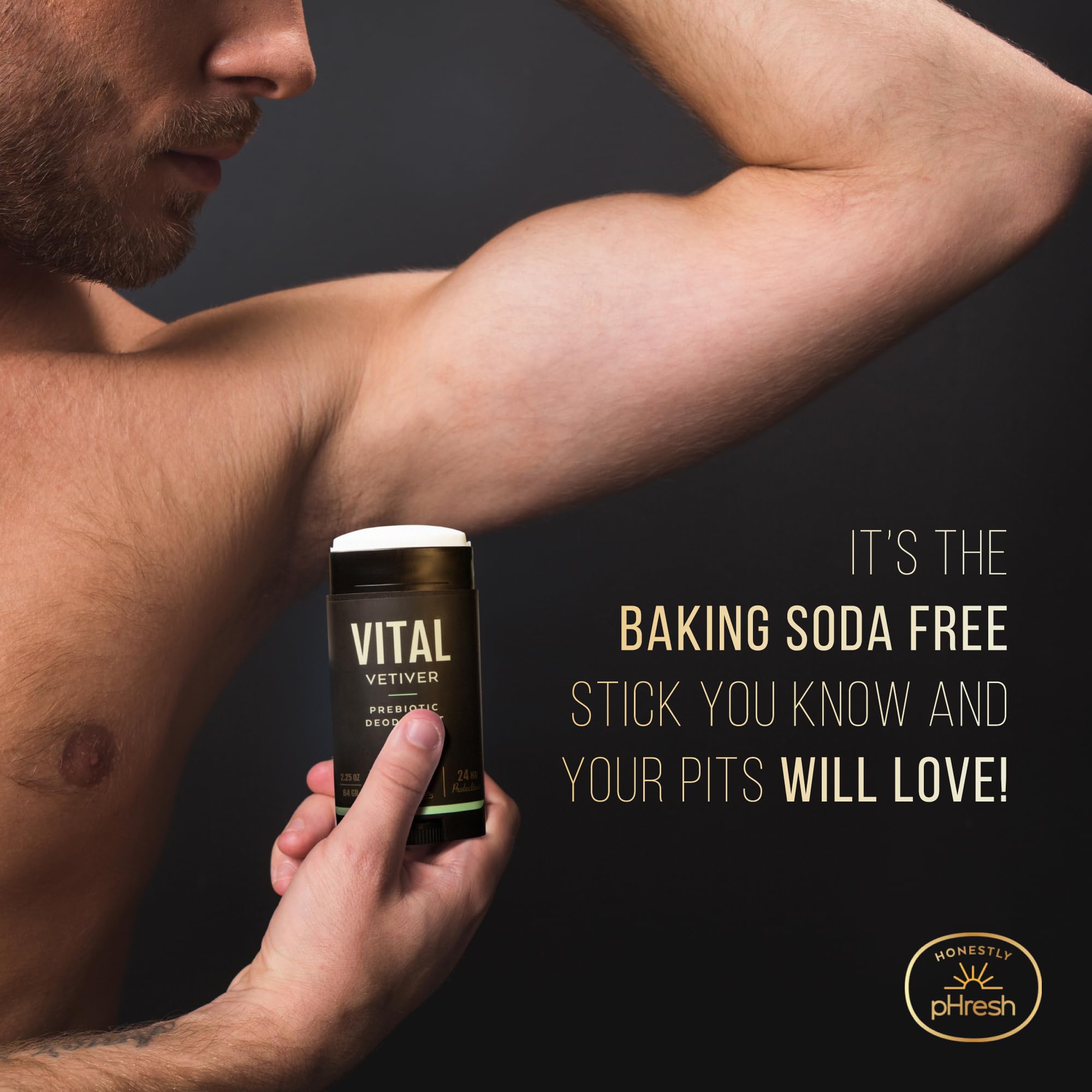 Honestly pHresh deodorant stick application demonstrates a smooth glide for sensitive skin.