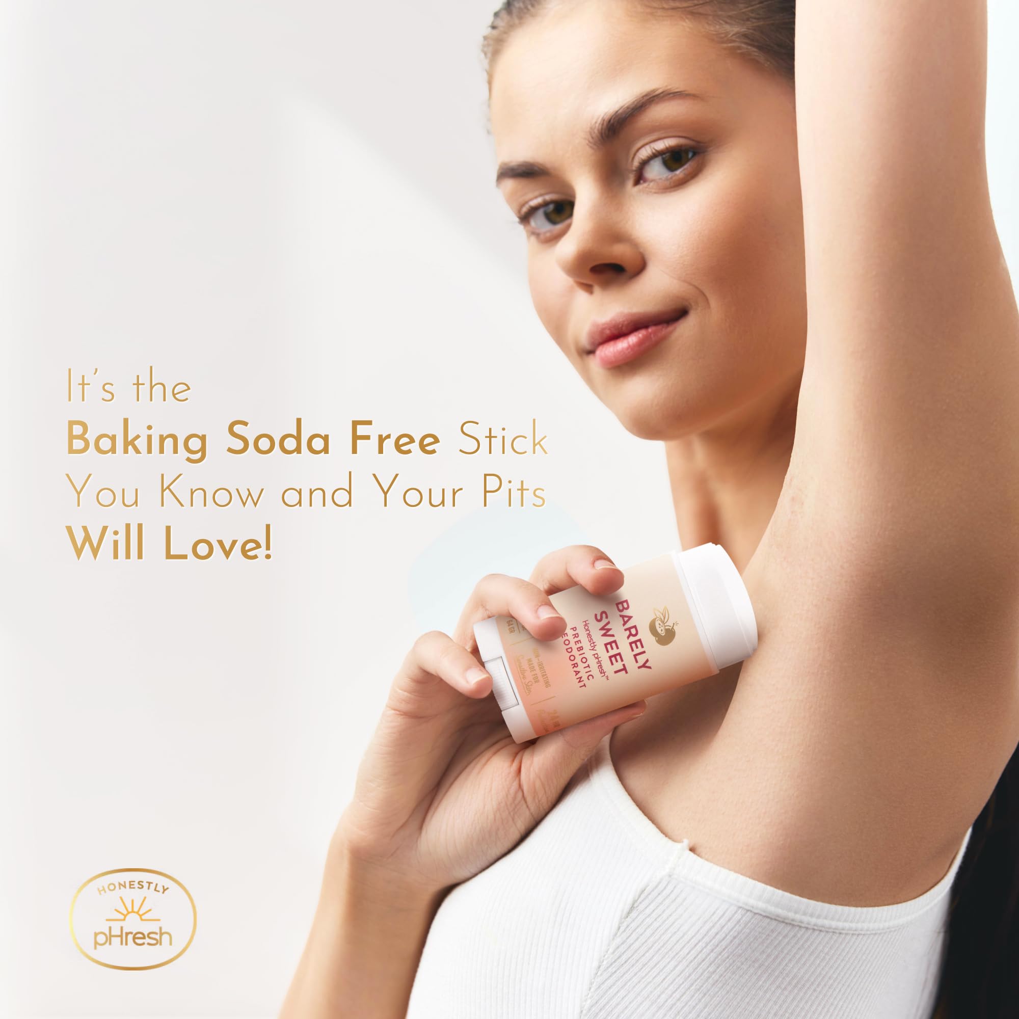 Honestly pHresh sensitive-skin comfort close-up highlights non-irritating use.