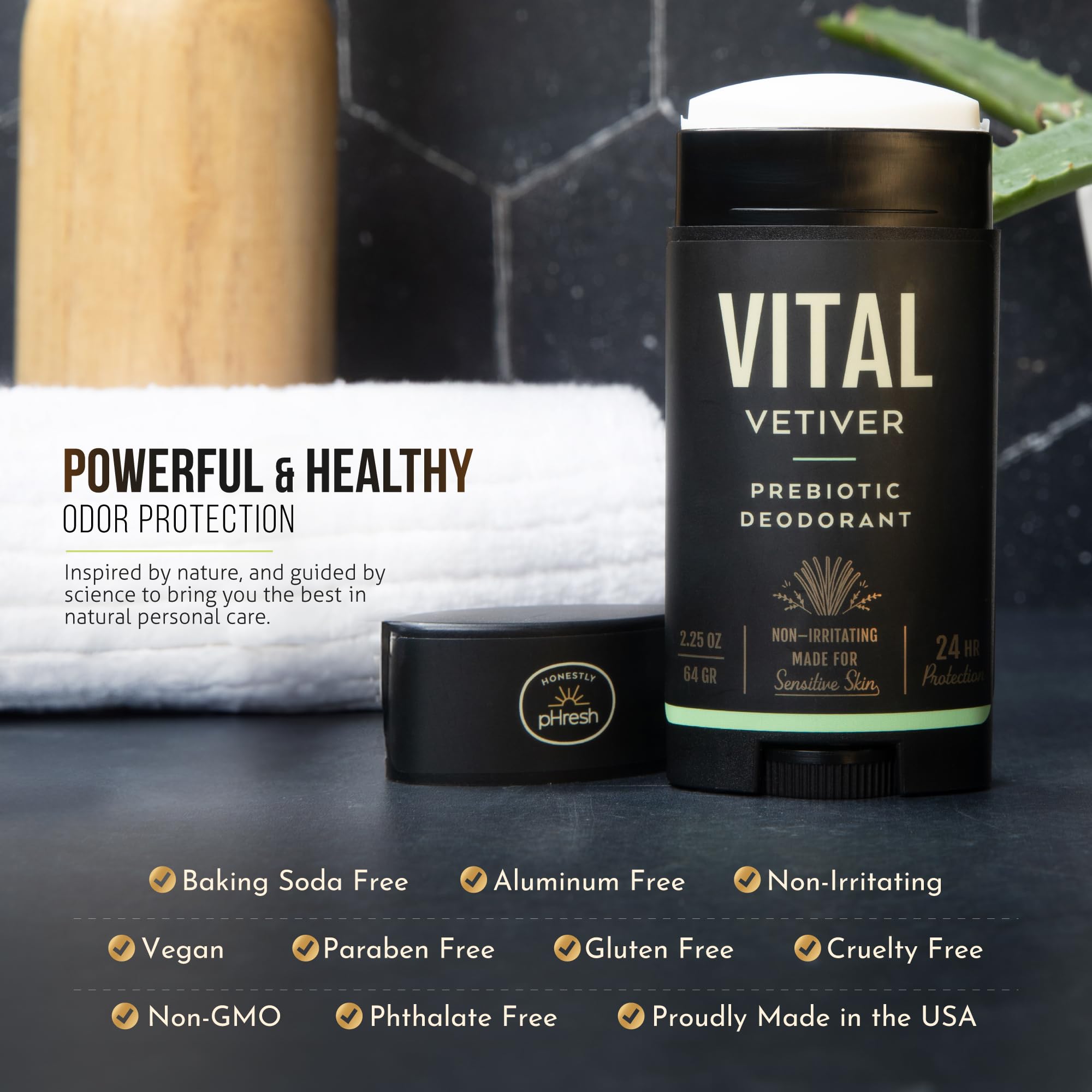Honestly pHresh vegan cruelty-free label reinforces ethical personal care choices.