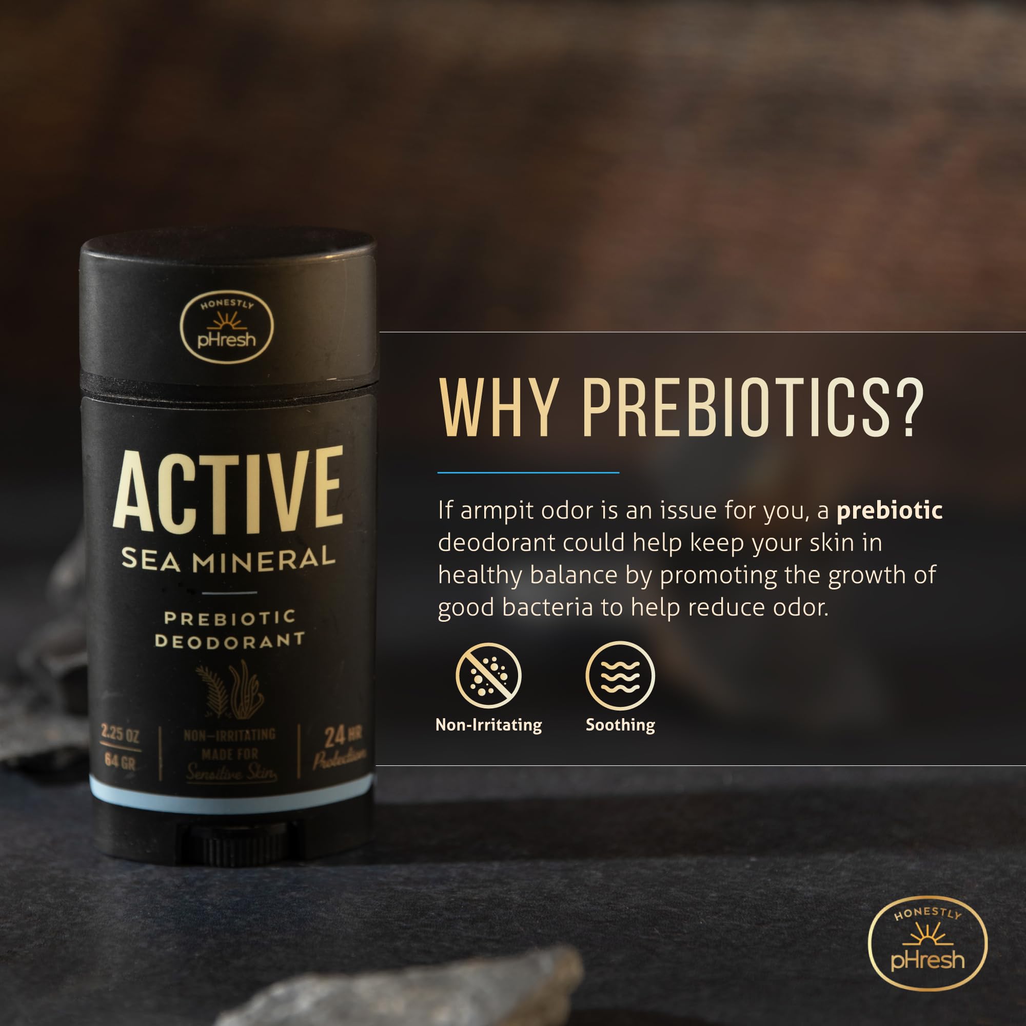 Honestly pHresh vegan cruelty-free logo signals ethical deodorant choice