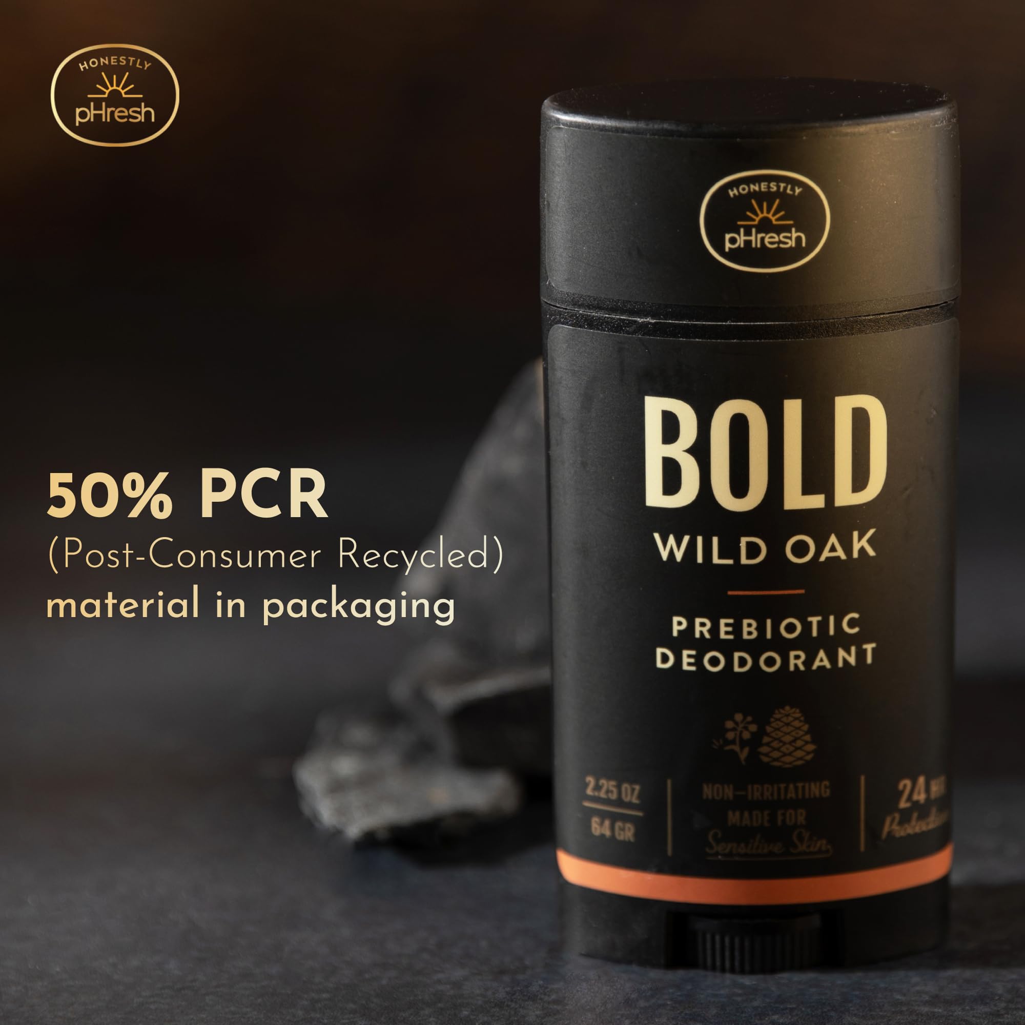 Honestly pHresh vegan cruelty-free badge emphasizes ethical deodorant care.