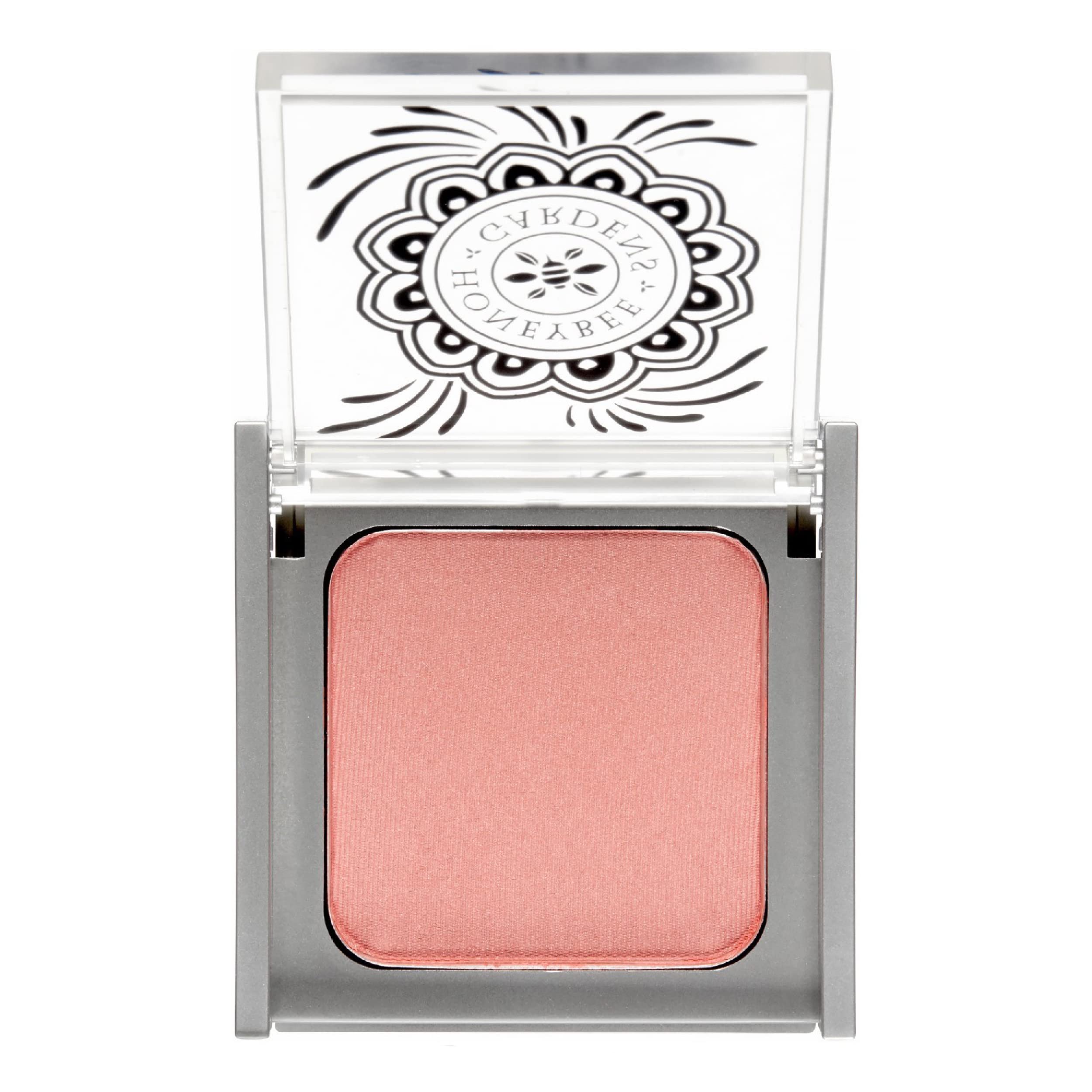 Honeybee Gardens Rendezvous blush compact shows soft neutral rose glow for everyday radiance