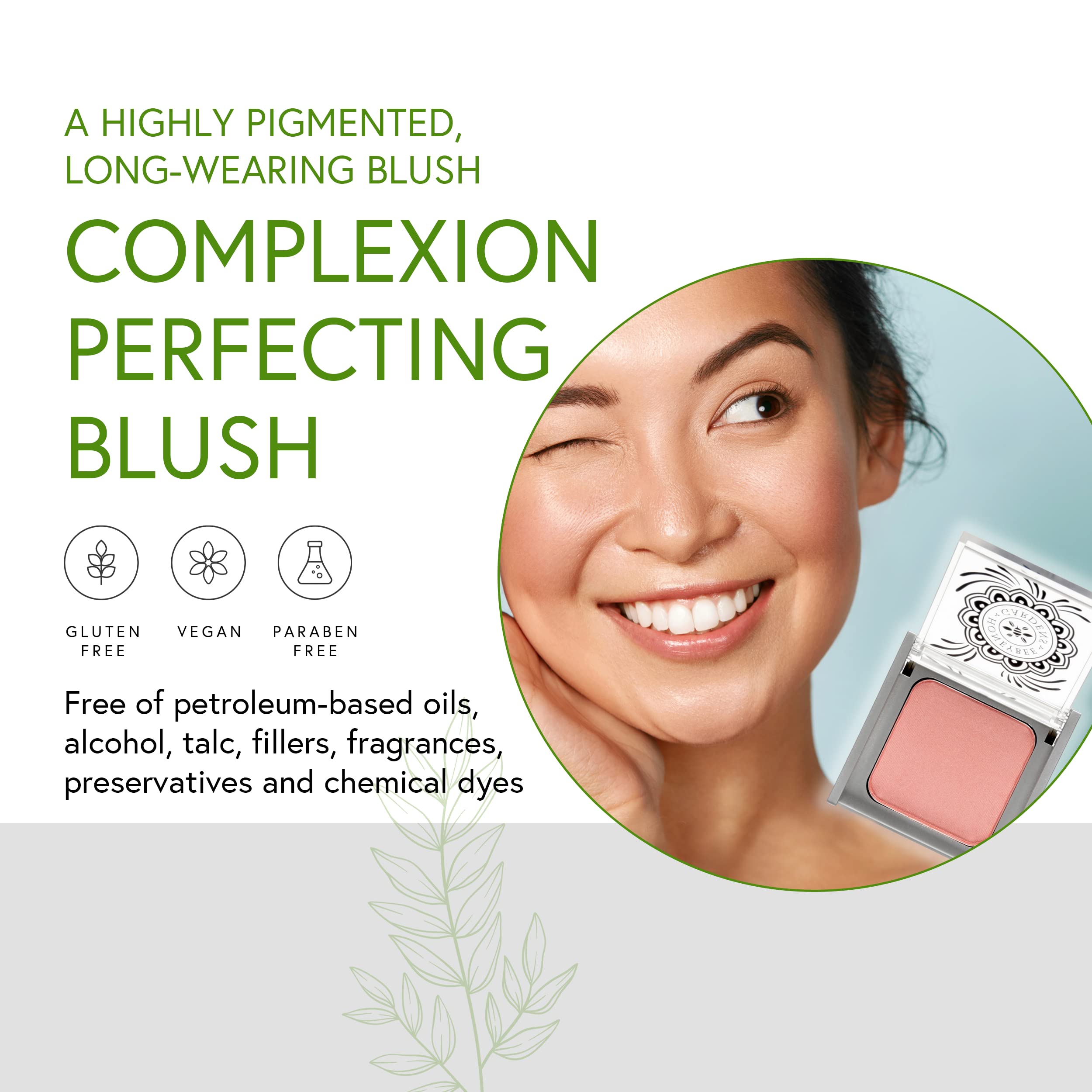 Honeybee Gardens Rendezvous swatch on skin reveals a lasting natural rosy flush