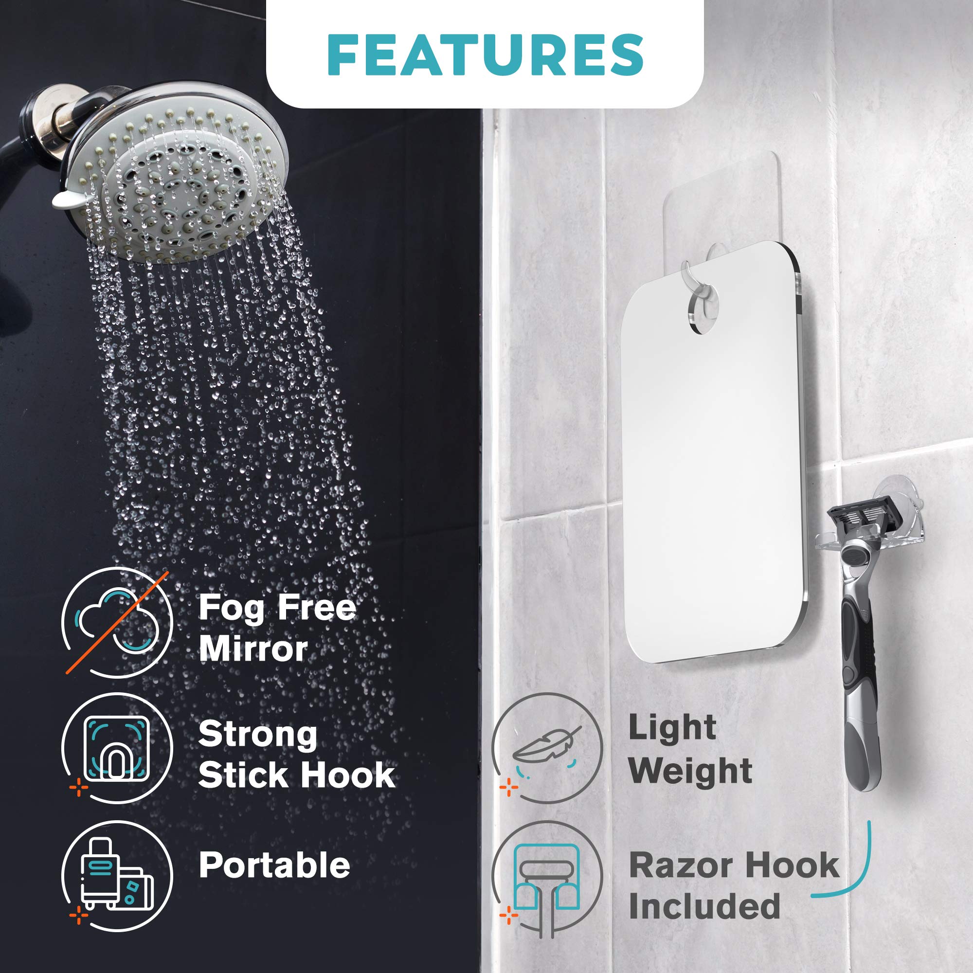 HONEYBULL flat-design mirror fits compact spaces and steam showers without bulk.