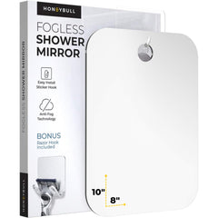 HONEYBULL fogless mirror with anti-fog coating for clear shaving in steamy showers.