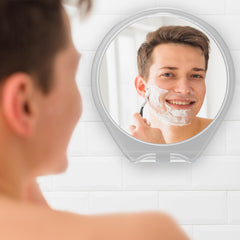 HONEYBULL fogless mirror swivel closeup shows adjustable angle for shaving