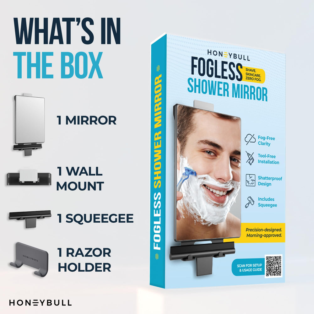 HONEYBULL lifetime-warranty backed mirror invites confident daily grooming.