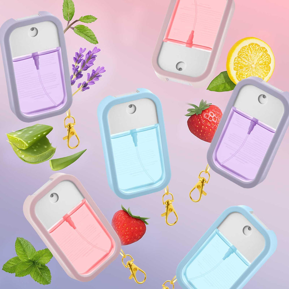 Honeydak silicone case purple keeps sanitizer secure during travel.