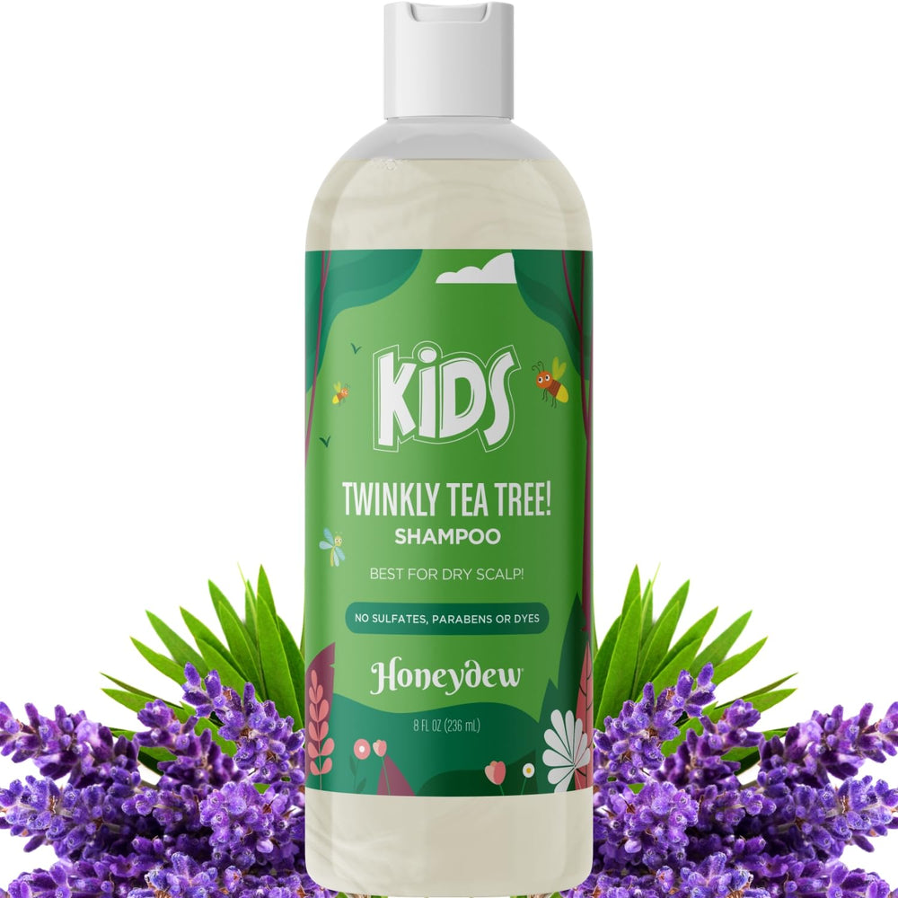HONEYDEW cleansing kids shampoo bottle close-up shows gentle cleansing for delicate pediatric scalps.