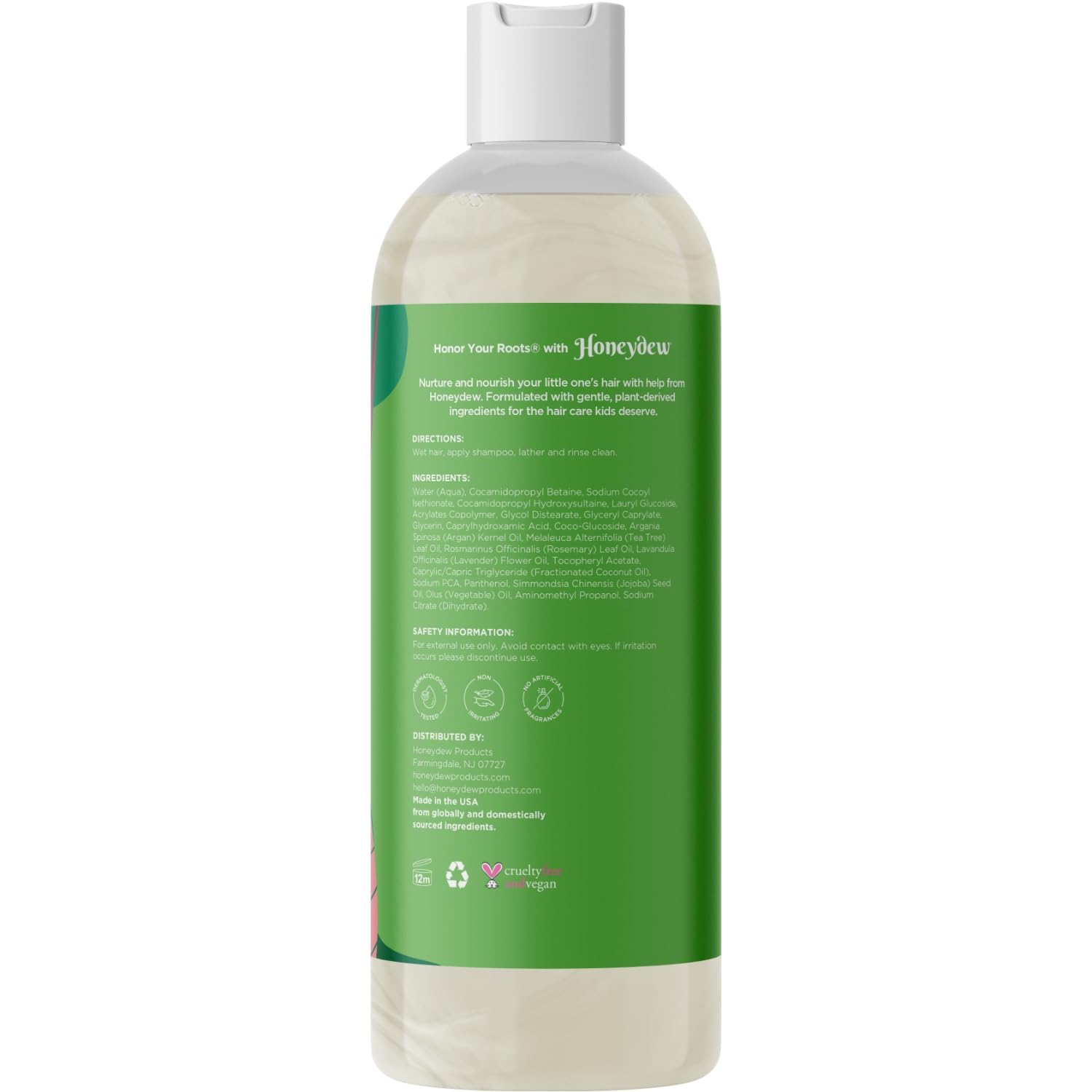 HONEYDEW cleansing kids shampoo image shows flake reduction concept.