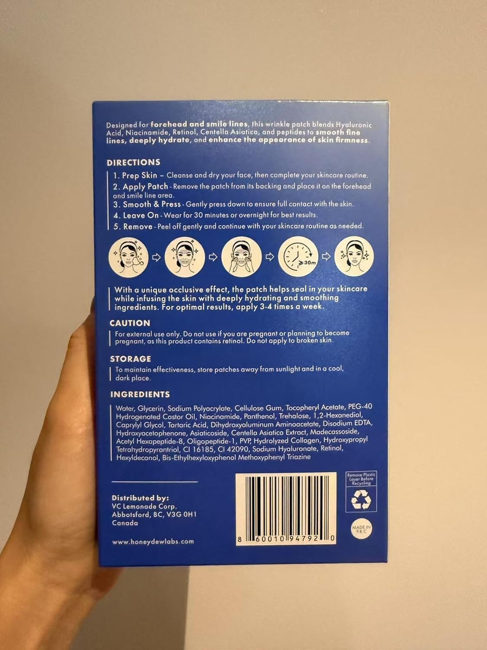 Honeydew Labs wrinkle patch on face during application for targeted care